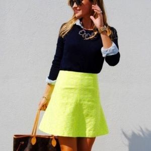 J. Crew Neon Yellow Floral Skirt